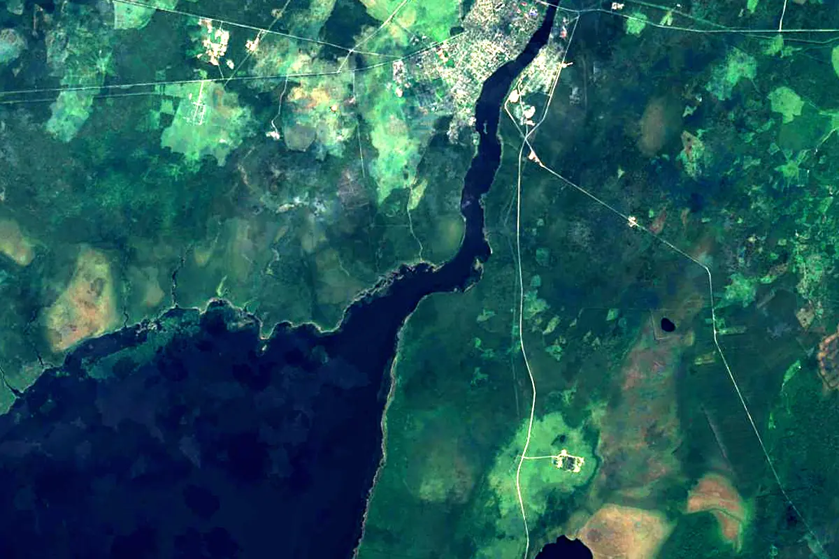 Onega: satellite view of the source