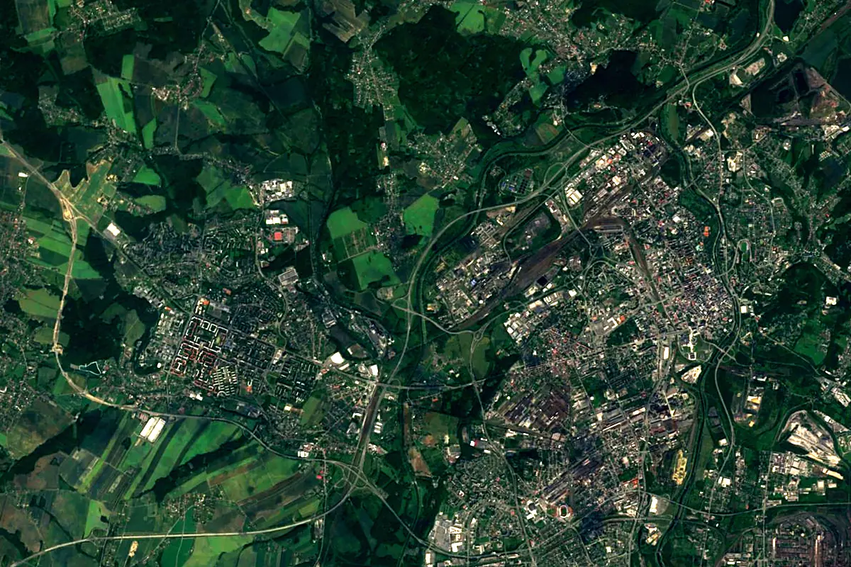 Opava: satellite view of the mouth