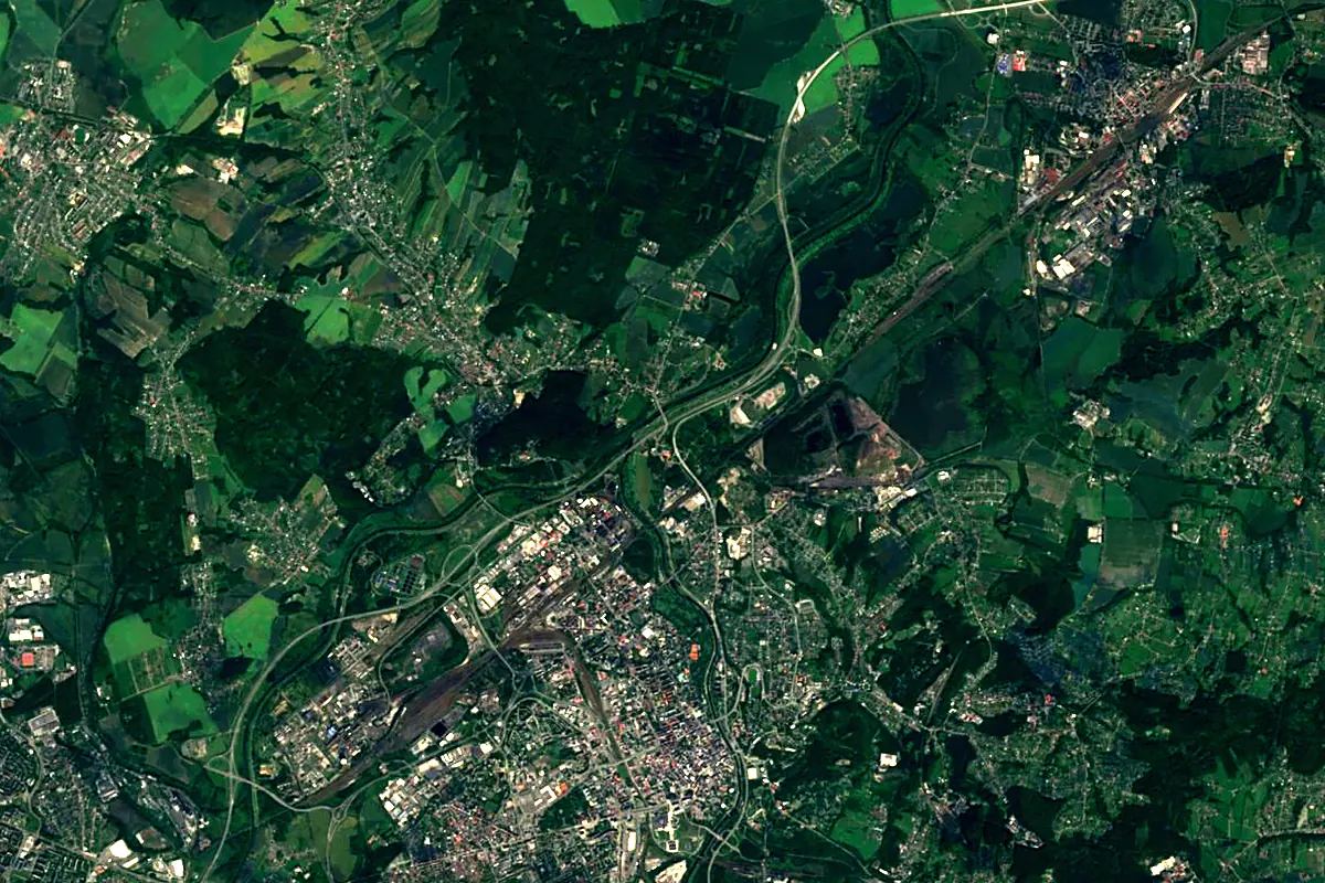 Ostravice: satellite view of the mouth