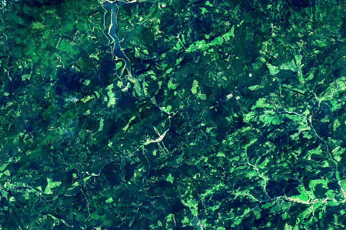 Ostravice: satellite view of the source