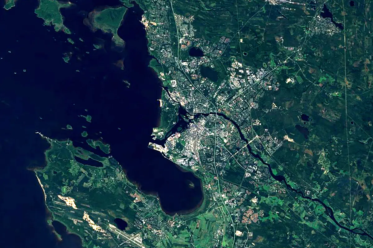 Oulujoki: satellite view of the mouth