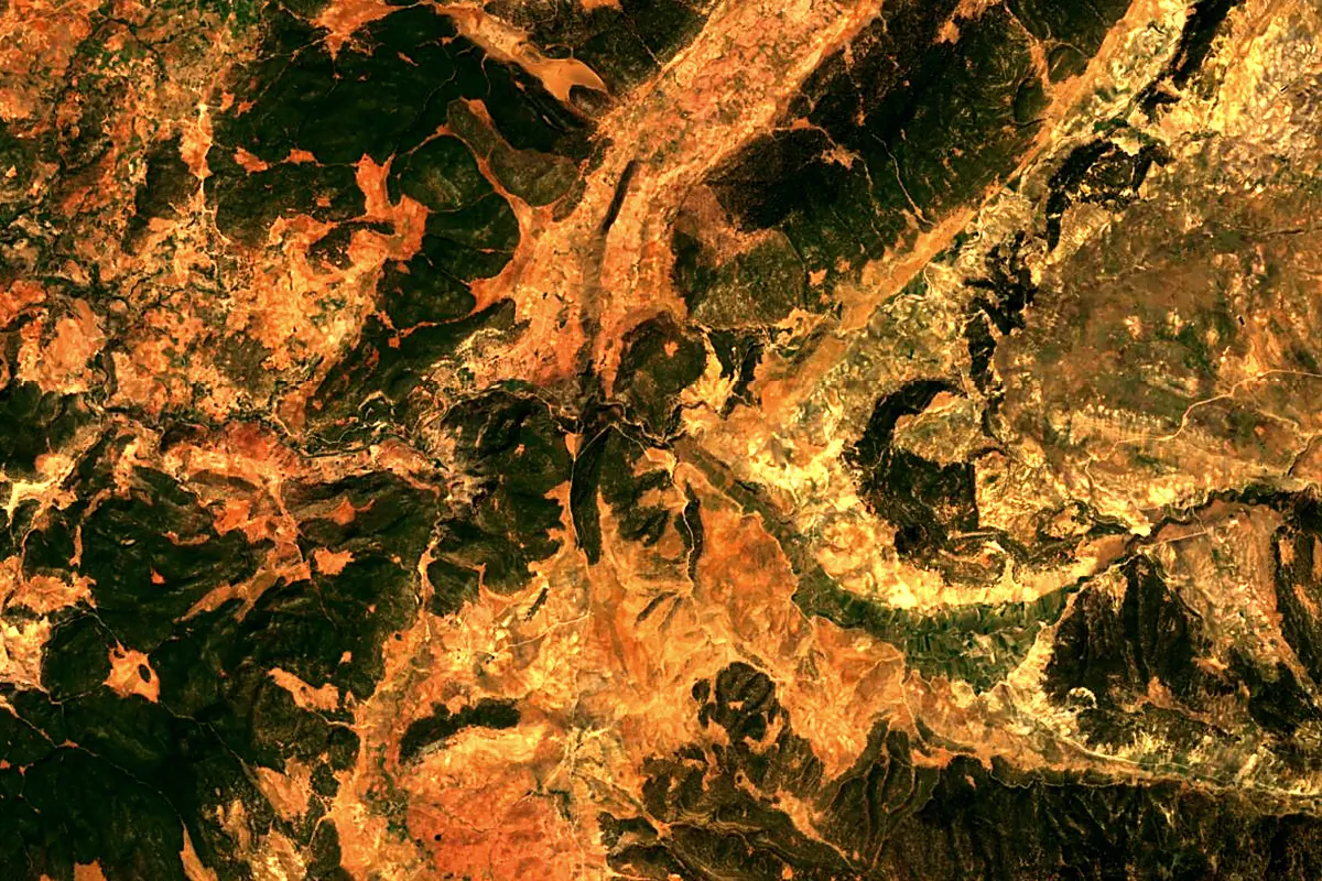 Oum Er-Rbia River: satellite view of the source