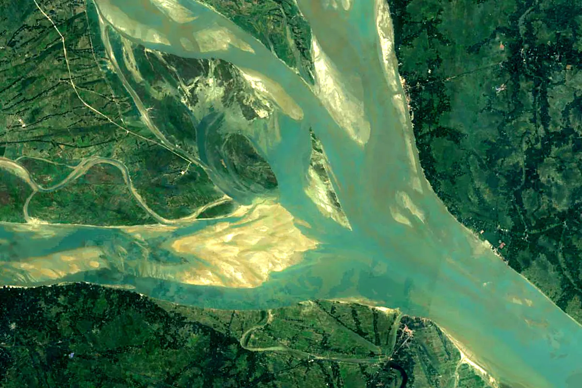 Padma River: satellite view of the source
