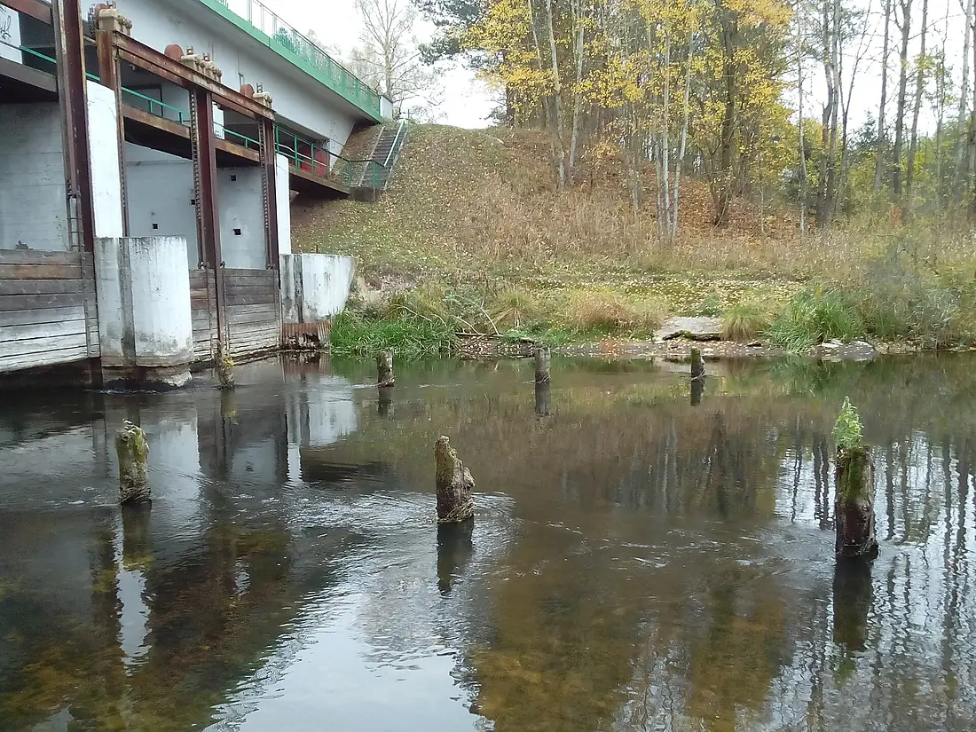 Battle of Jonkowo Bridge remains of Barkweda (early Bergfriede) over Pasłęka river 2014