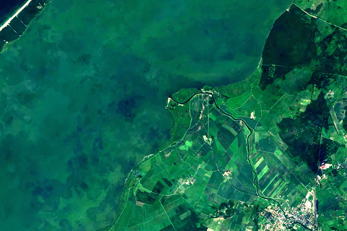 Pasłęka: satellite view of the mouth