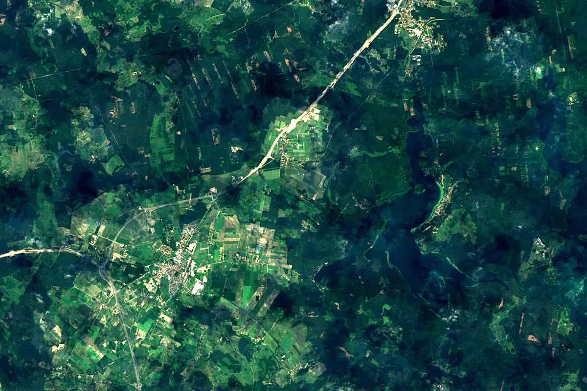Pasłęka: satellite view of the source
