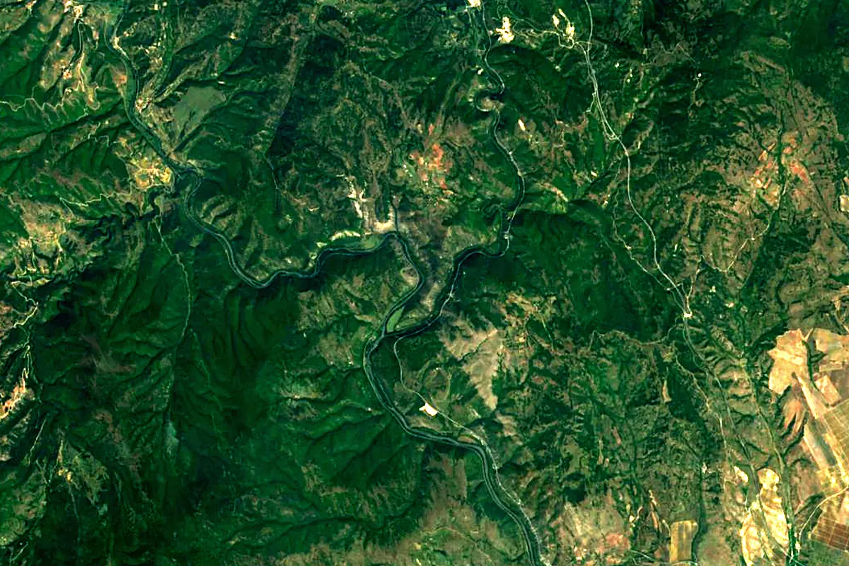 Pčinja: satellite view of the mouth