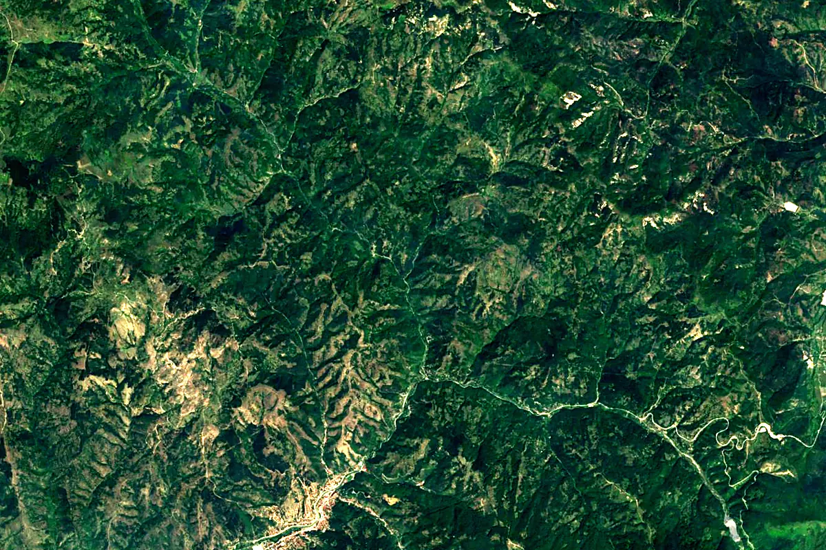 Pčinja: satellite view of the source