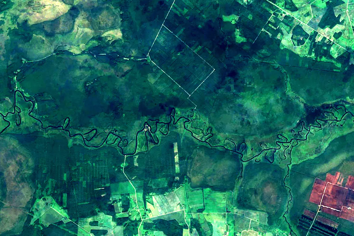 Pedja River: satellite view of the mouth