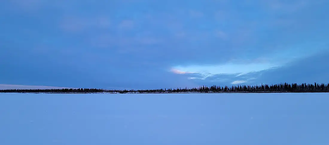 Peel River along Aklavik-Fort McPherson ice road near Chuu Nididzin Njik