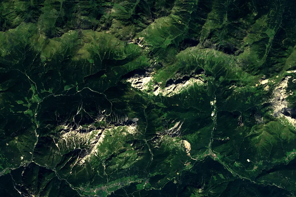 Piave: satellite view of the source