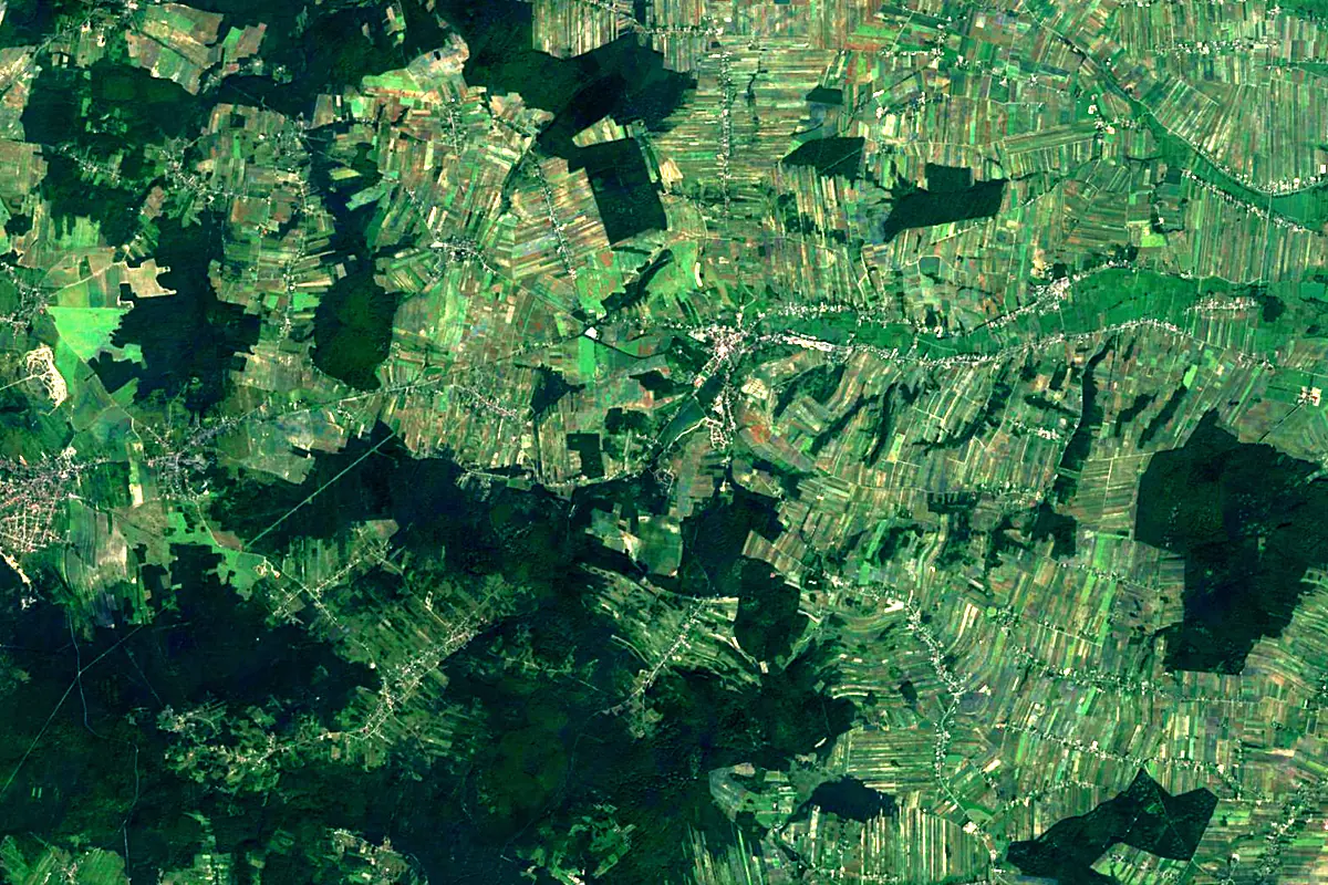 Pilica: satellite view of the source