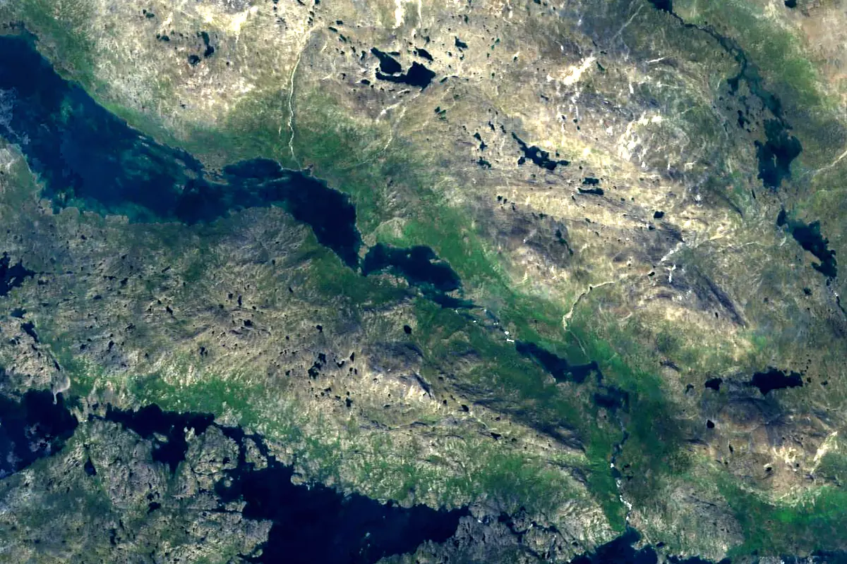 Pite River: satellite view of the source