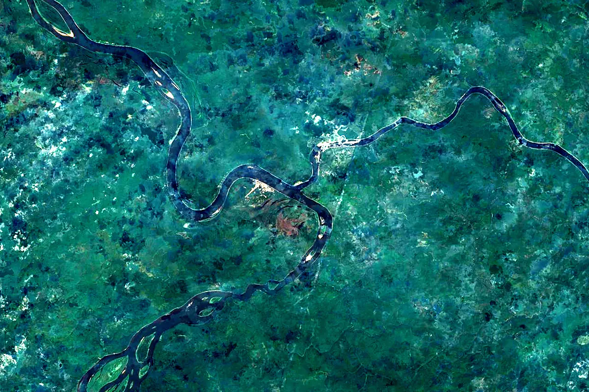 Podkamennaya Tunguska: satellite view of the mouth