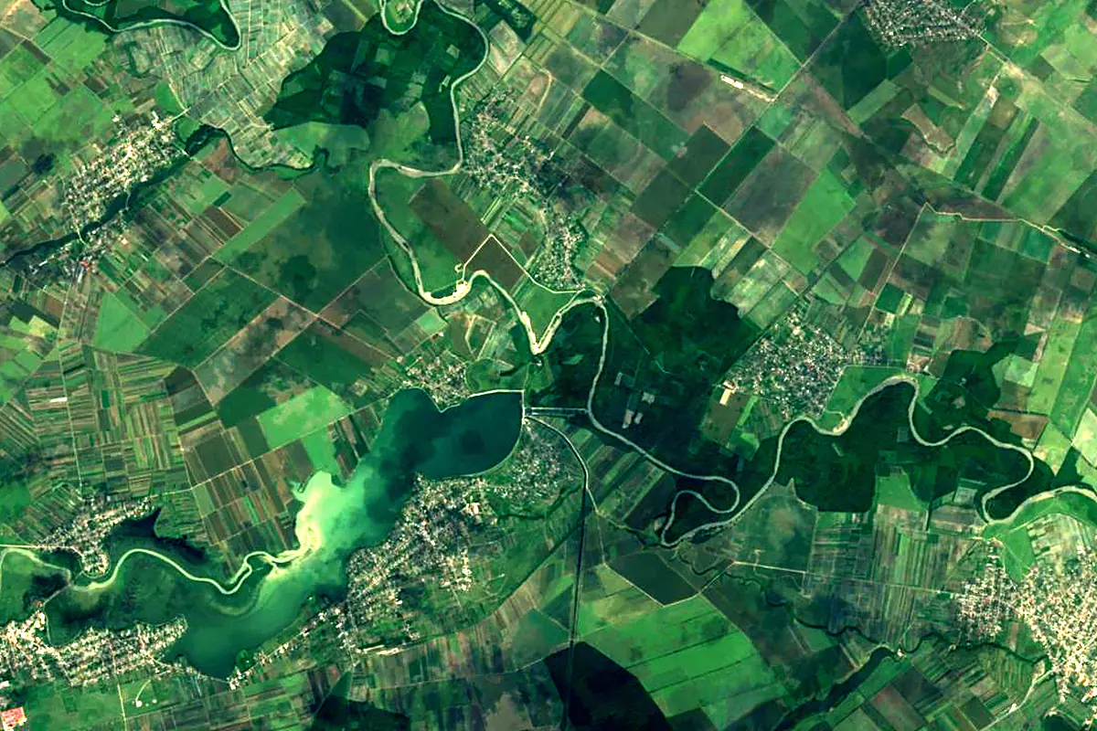 Prahova River: satellite view of the mouth