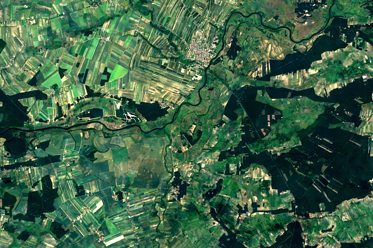 Prosna: satellite view of the mouth