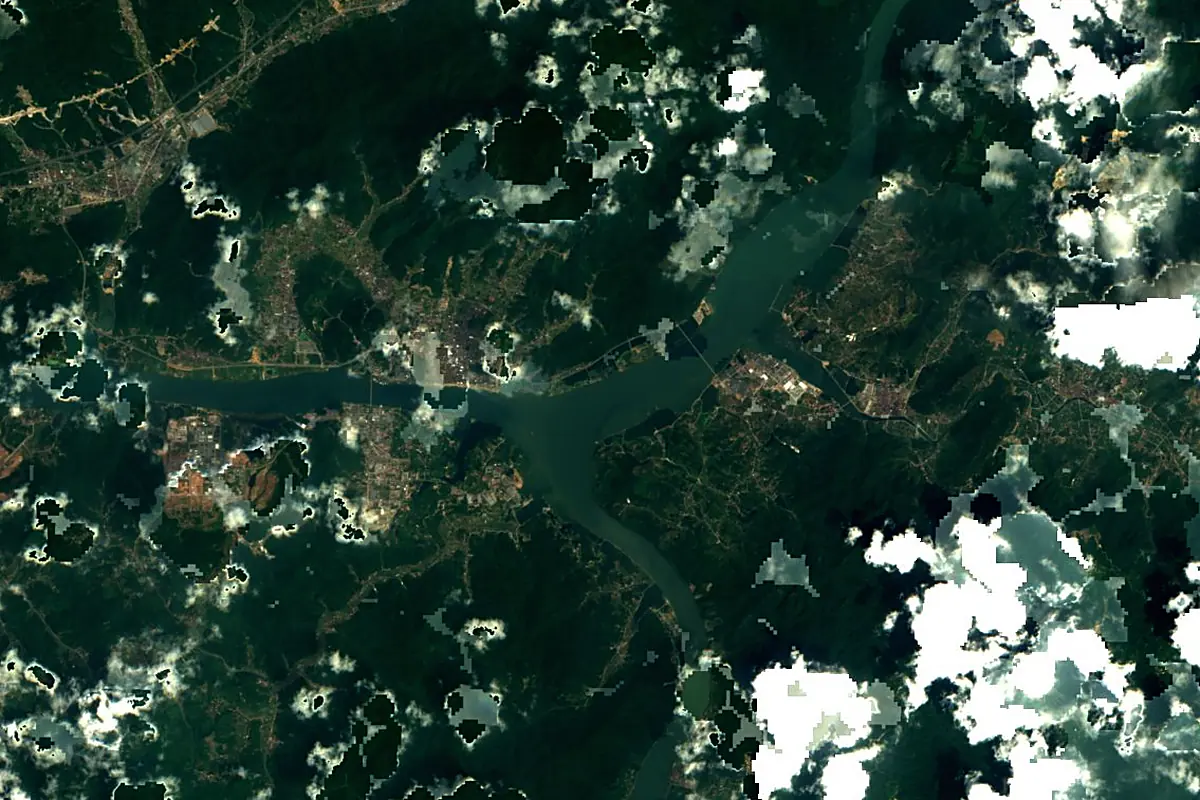 Qiantang River: satellite view of the source