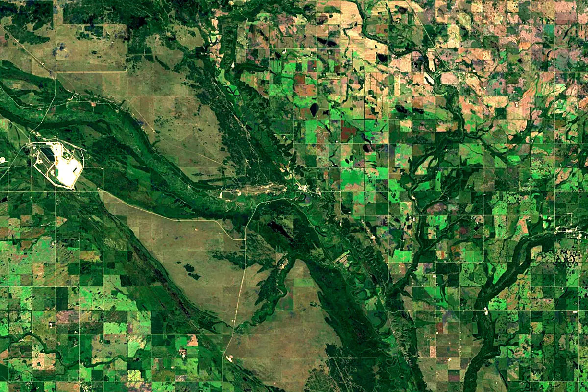 Qu'Appelle River: satellite view of the mouth