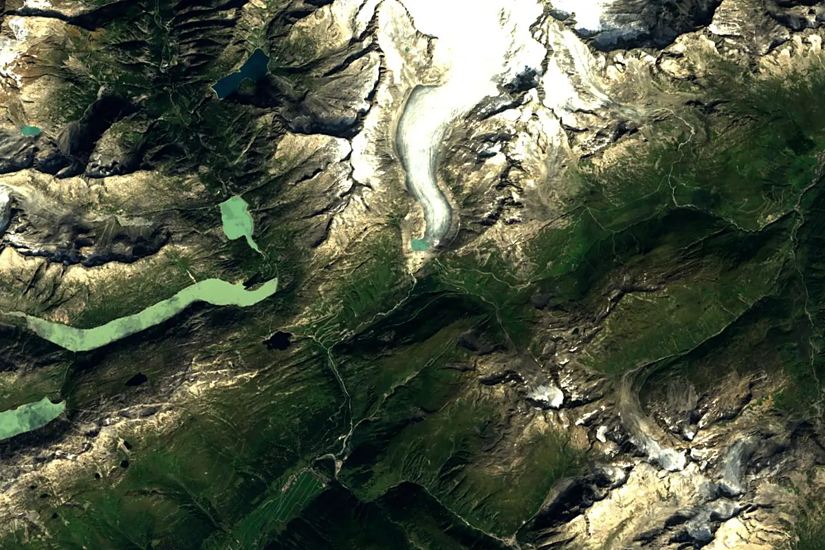Rhône: satellite view of the source