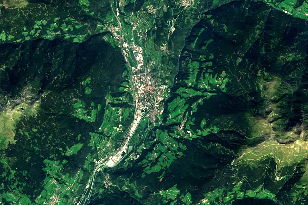 Rienz: satellite view of the mouth