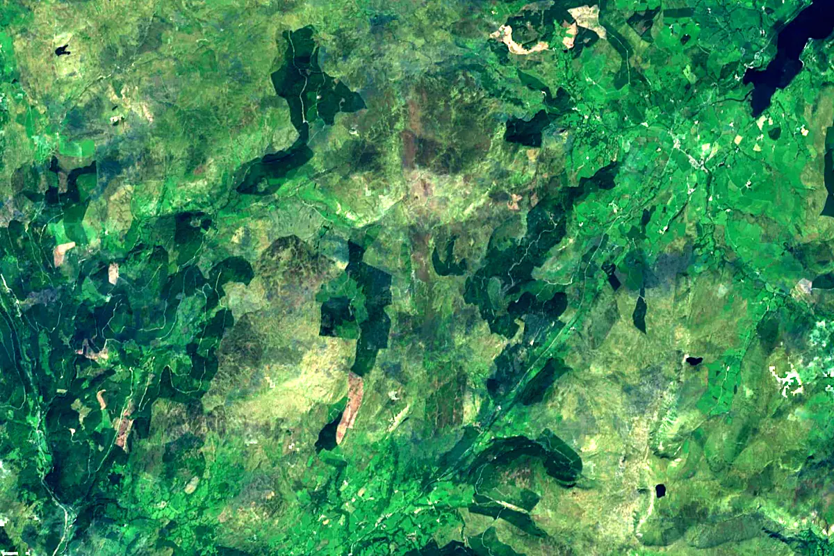 River Dee: satellite view of the source