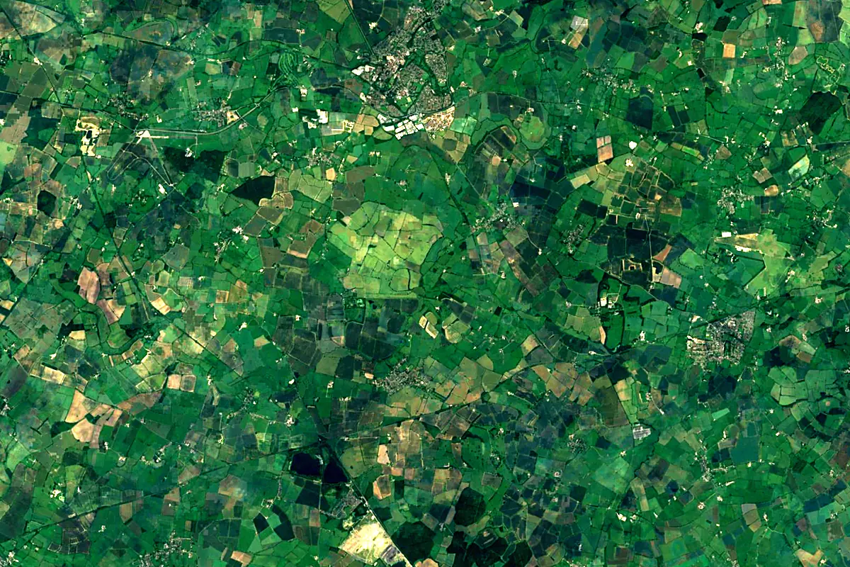 River Great Ouse: satellite view of the source