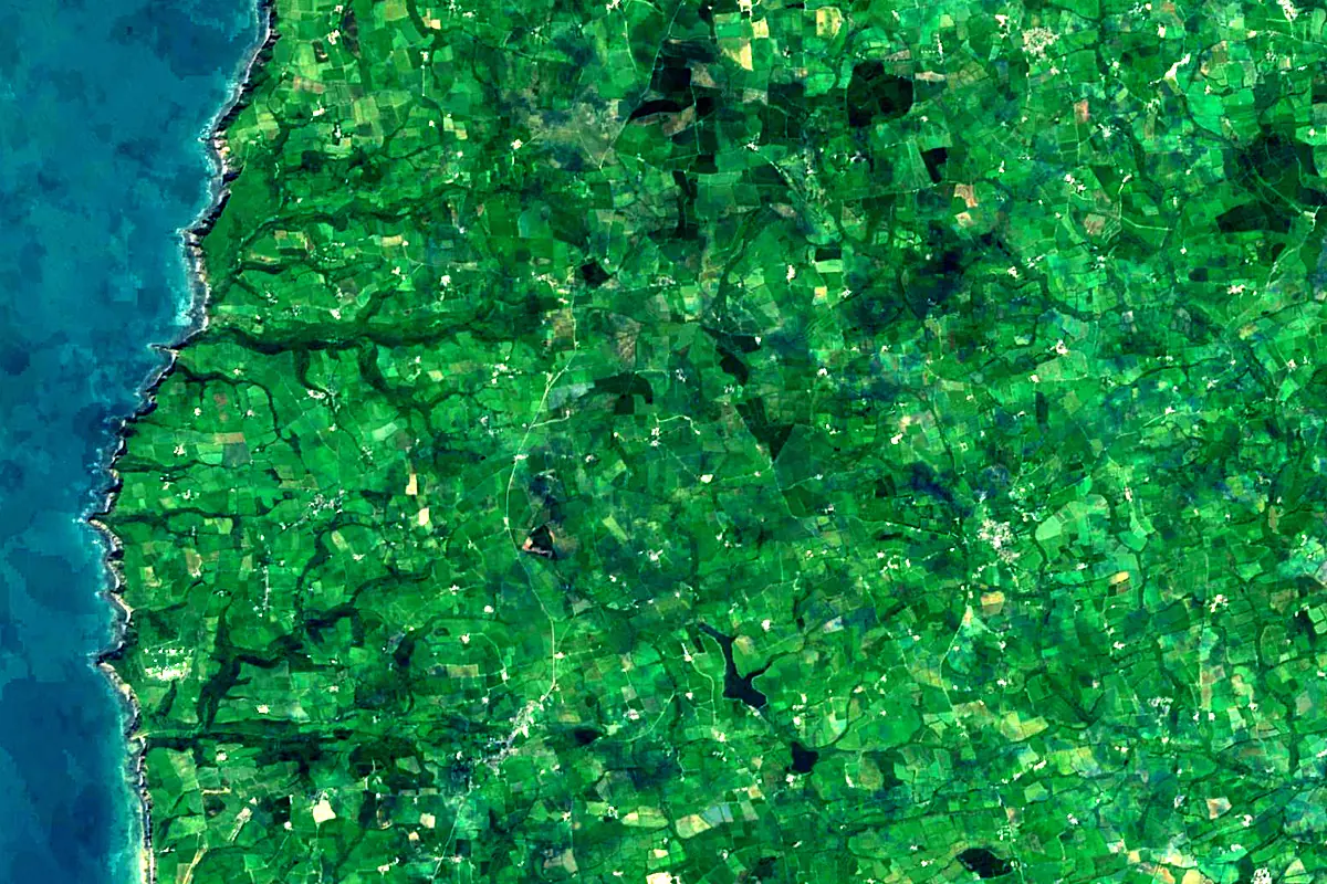 River Tamar: satellite view of the source