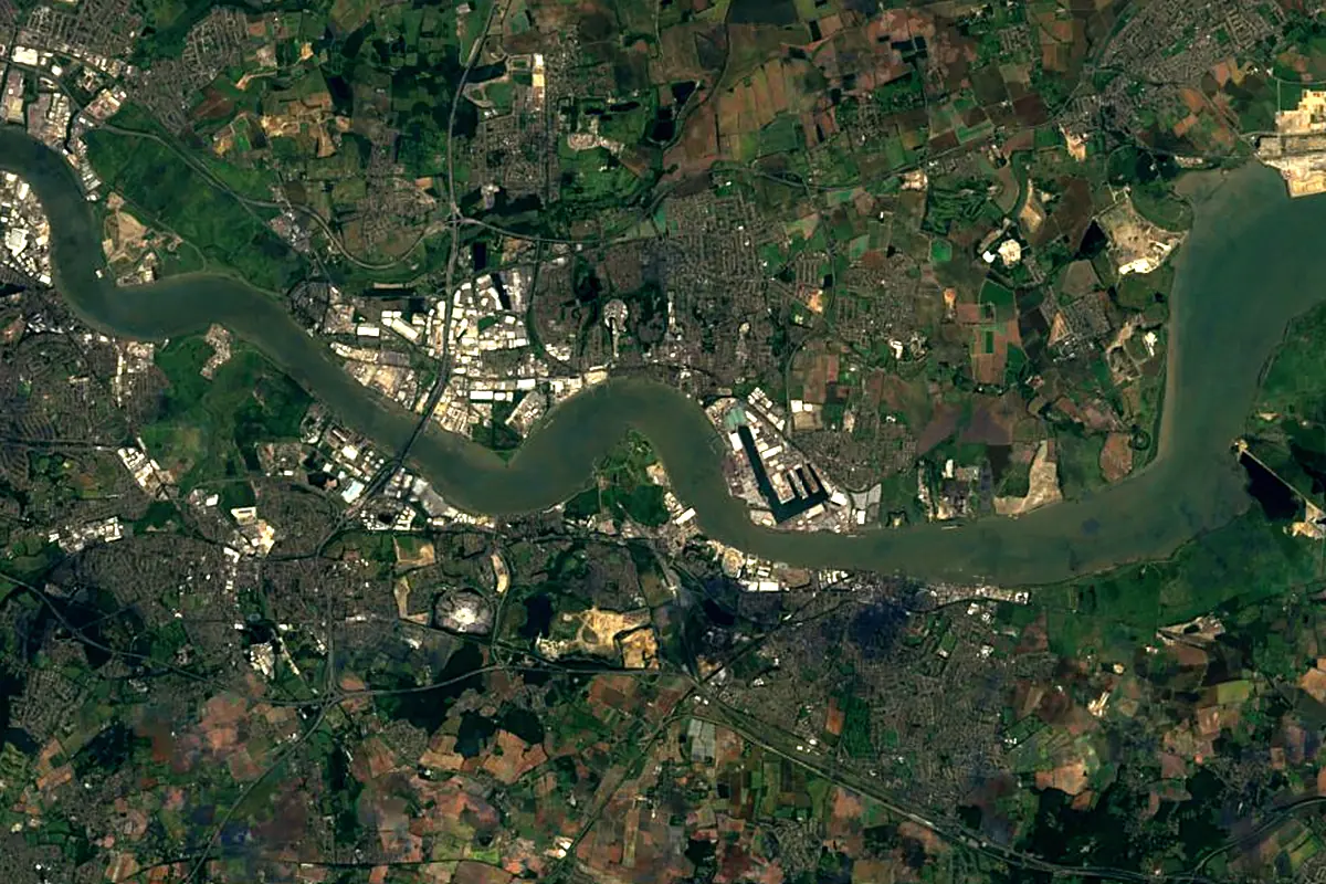 River Thames: satellite view of the mouth