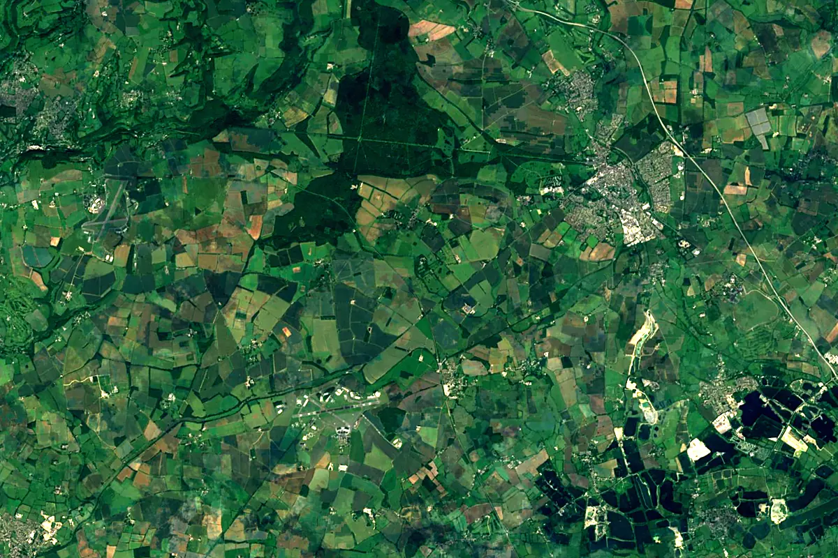 River Thames: satellite view of the source