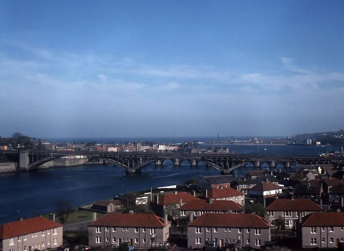 Berwick-upon-Tweed seen from railway in 1980