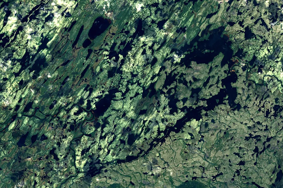 Rivière Eastmain: satellite view of the source
