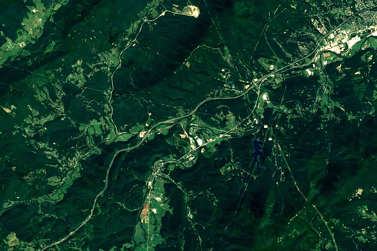 Roanoke River: satellite view of the source