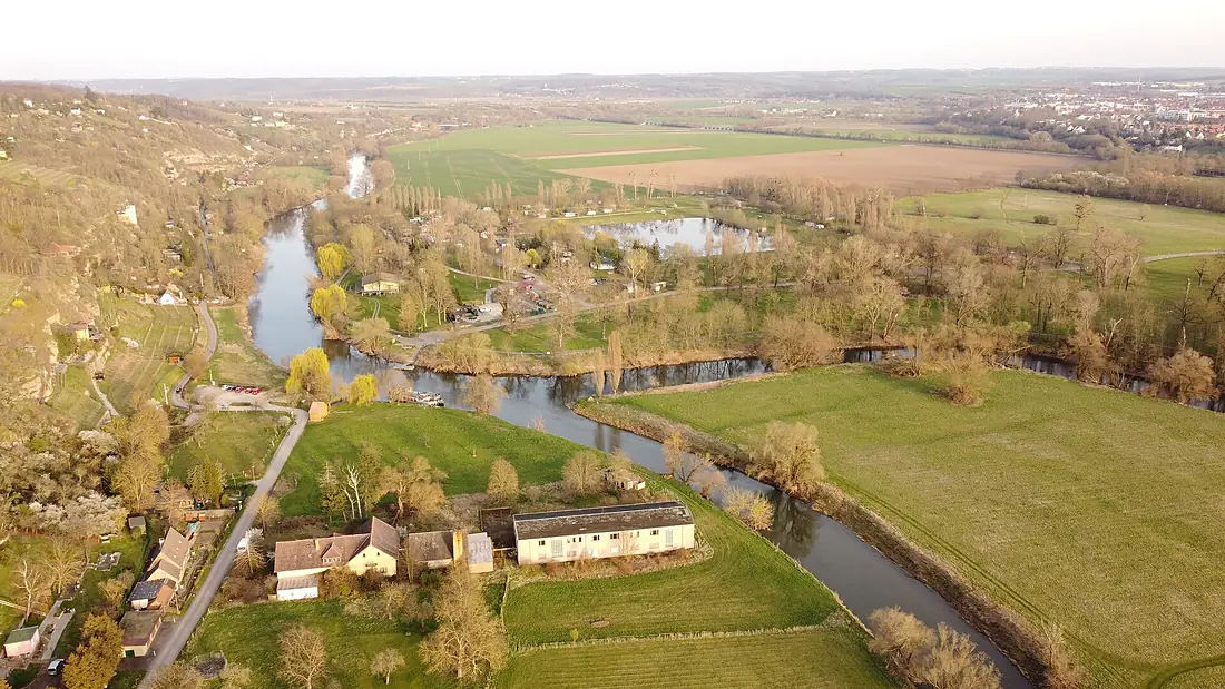 Luftaufnahme Flussmündung Unstrut Saale
