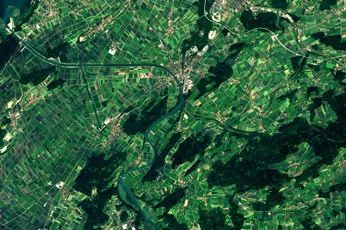Saane/Sarine: satellite view of the mouth