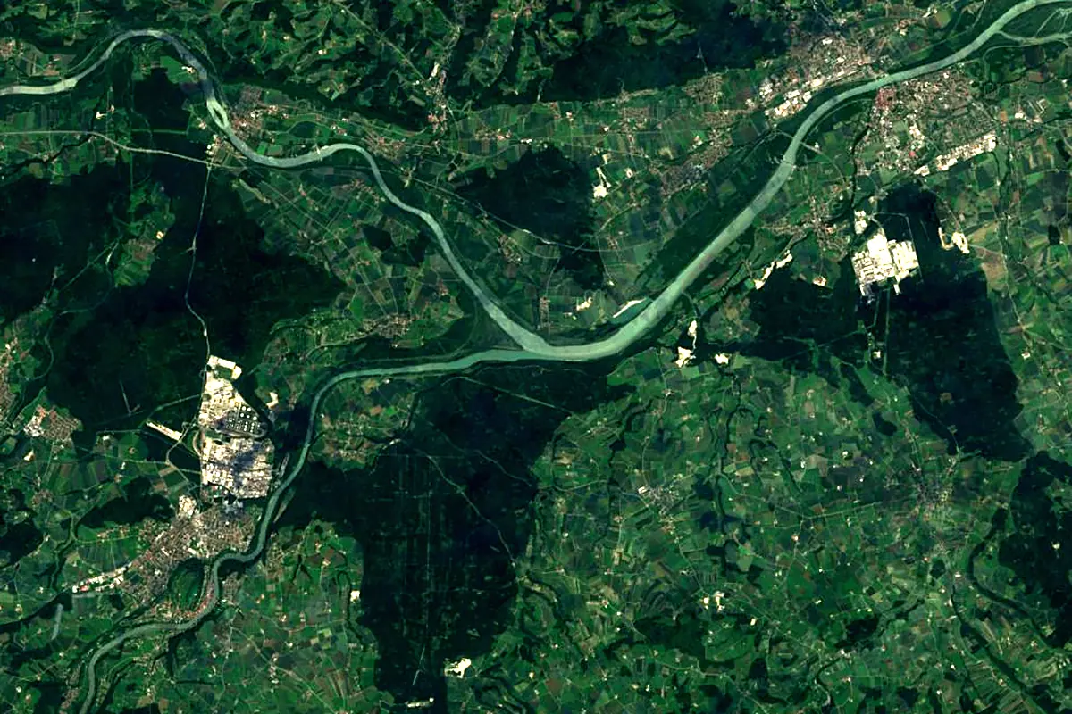 Salzach: satellite view of the mouth
