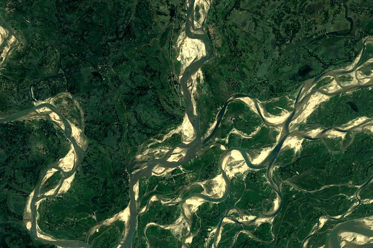 Sankosh River: satellite view of the mouth