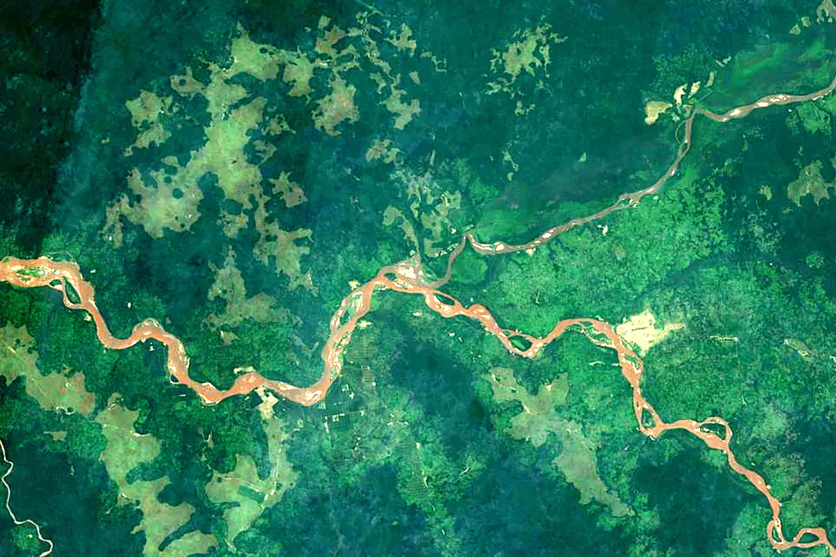 Sankuru River: satellite view of the mouth