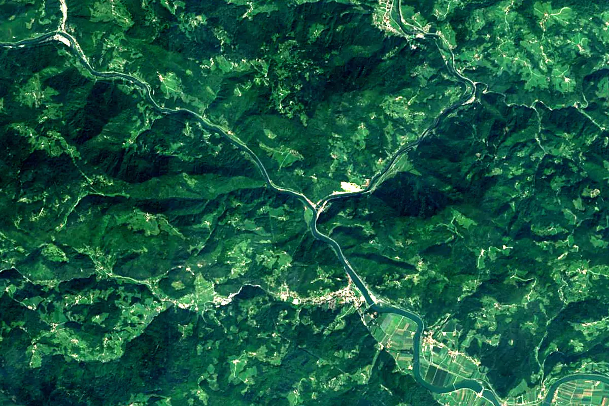 Savinja: satellite view of the mouth