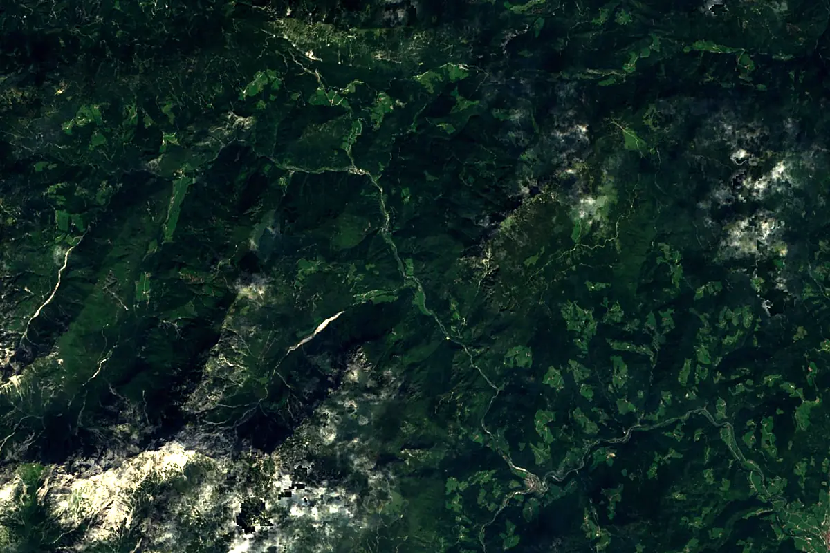 Savinja: satellite view of the source