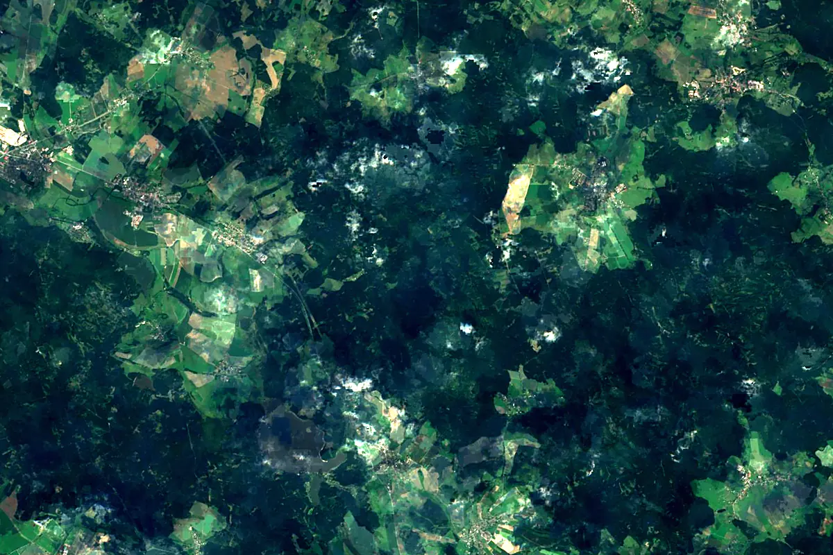 Sázava: satellite view of the source