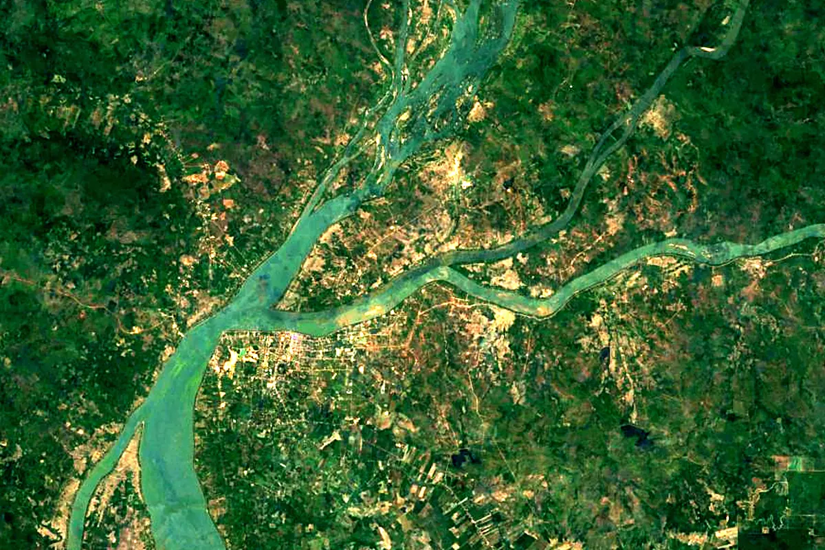 Sekong River: satellite view of the mouth