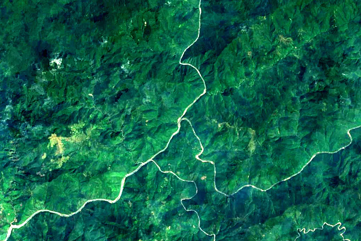 Sekong River: satellite view of the source