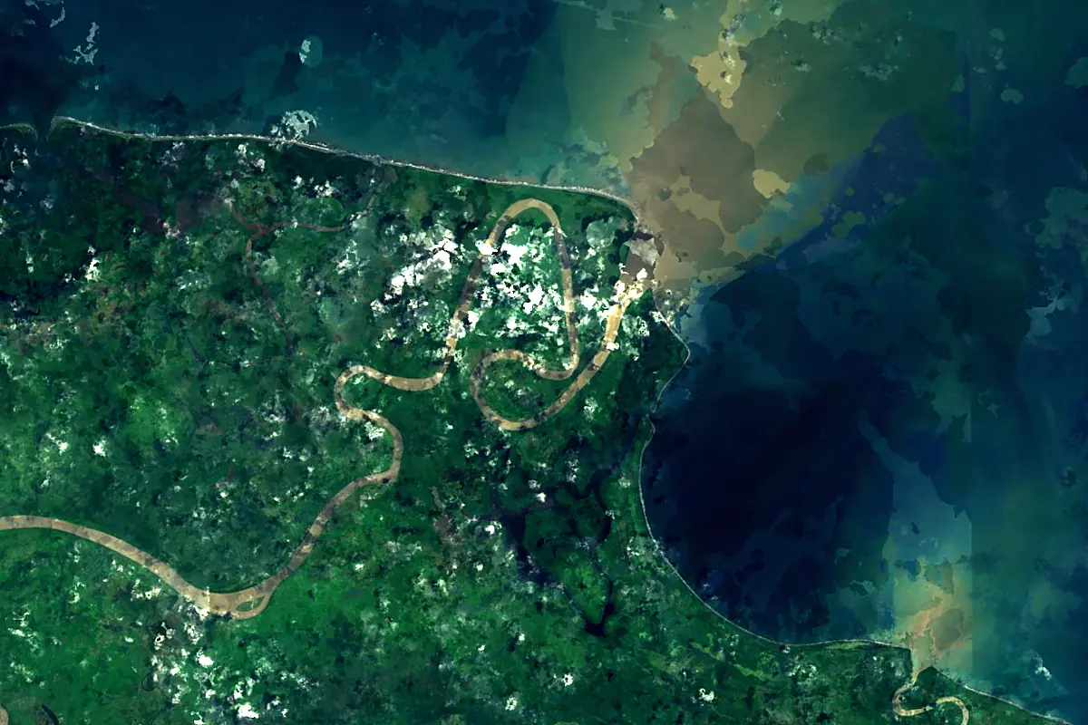 Sepik: satellite view of the mouth