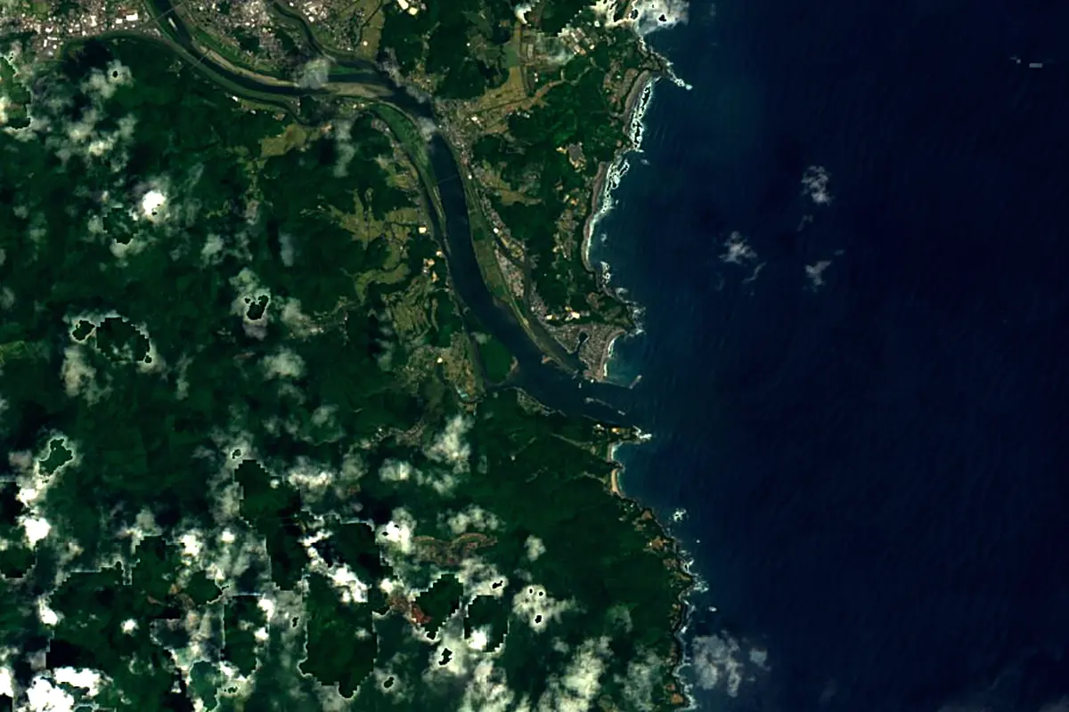 Shimanto River: satellite view of the mouth