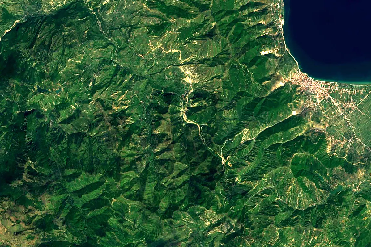 Shkumbin: satellite view of the source