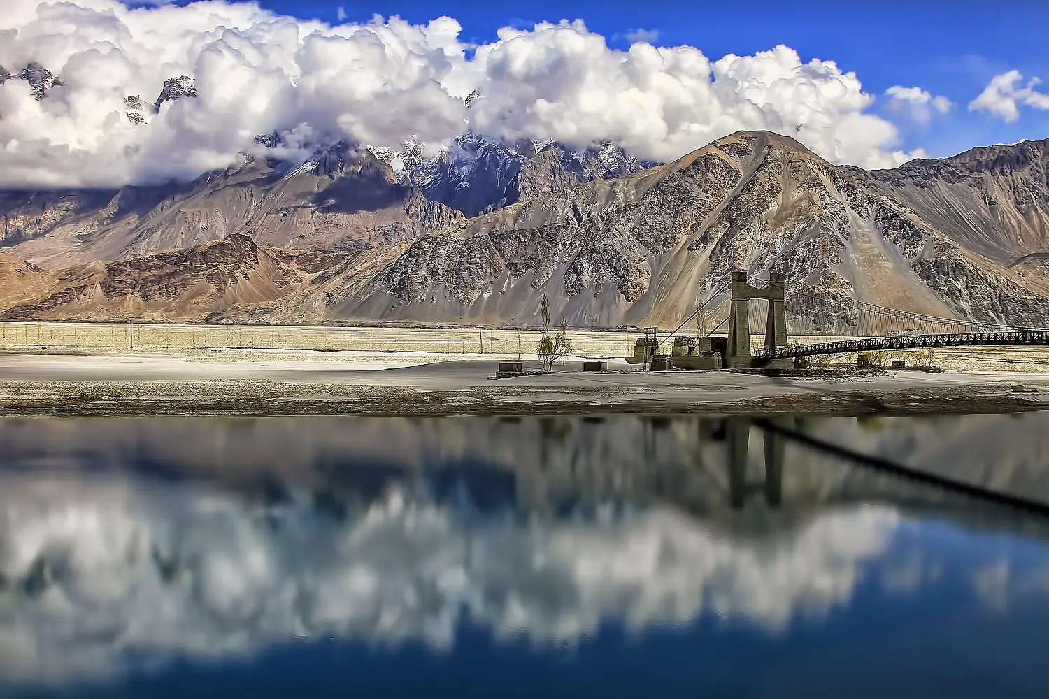 View of Saling Bridge over Shyok River, Khaplu