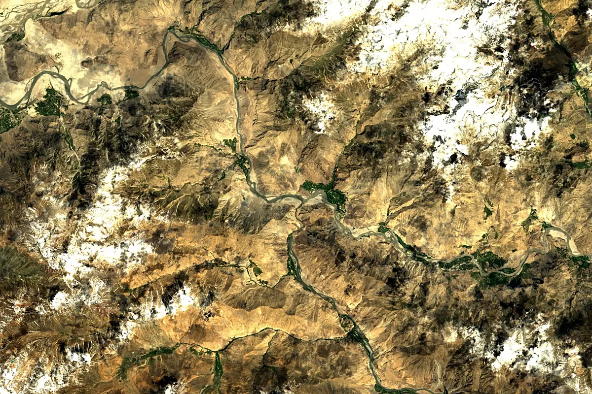 Shyok River: satellite view of the mouth