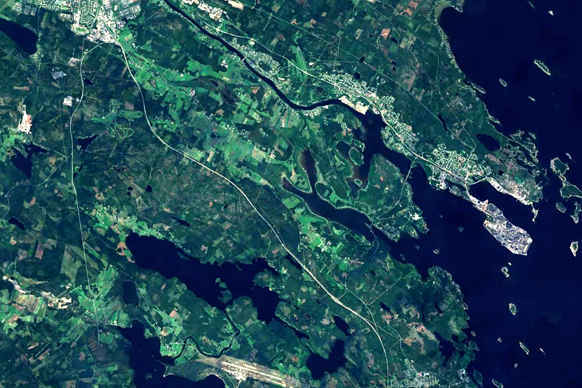 Skellefte River: satellite view of the mouth