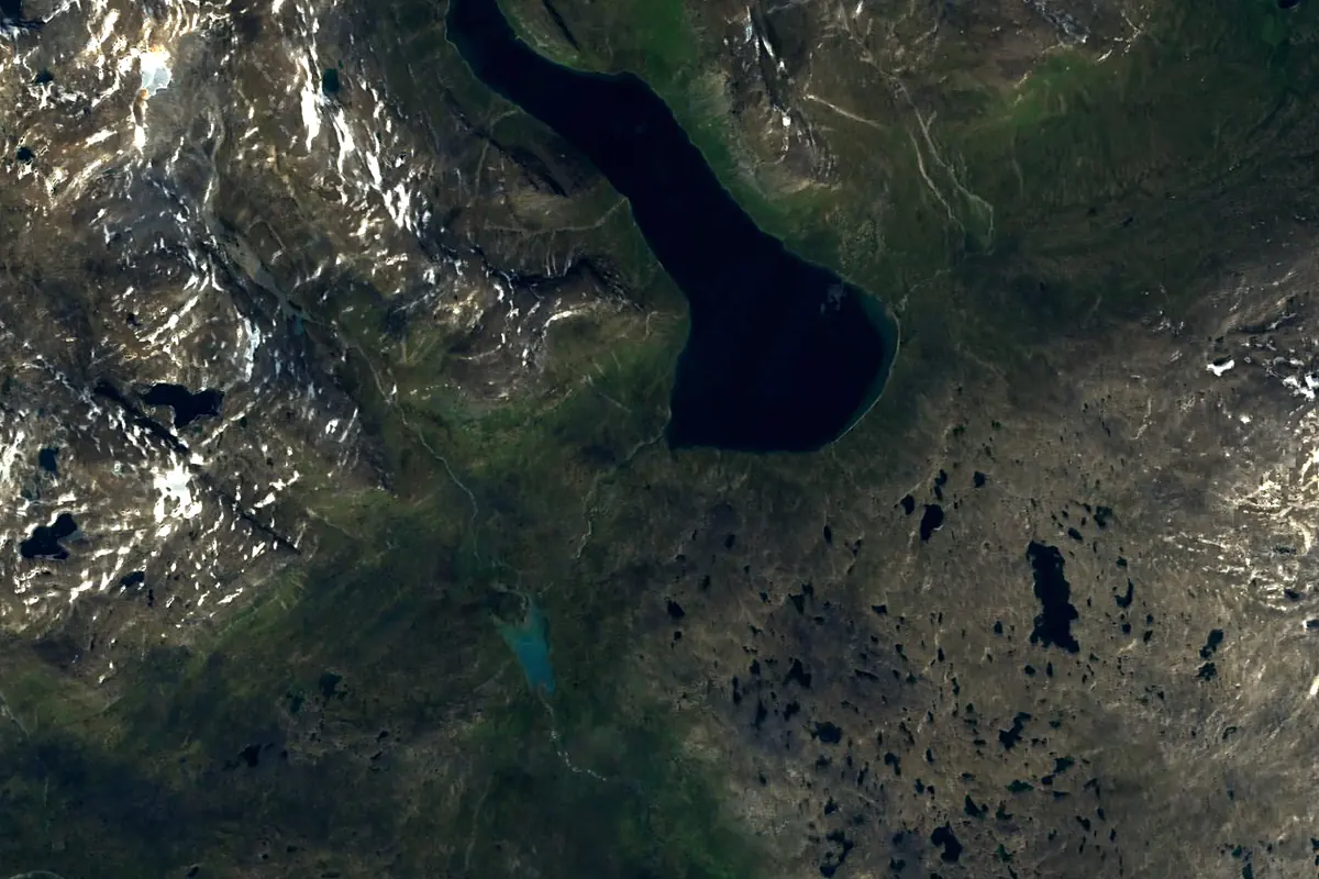 Skellefte River: satellite view of the source