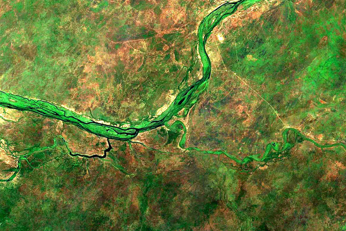 Sobat River: satellite view of the mouth